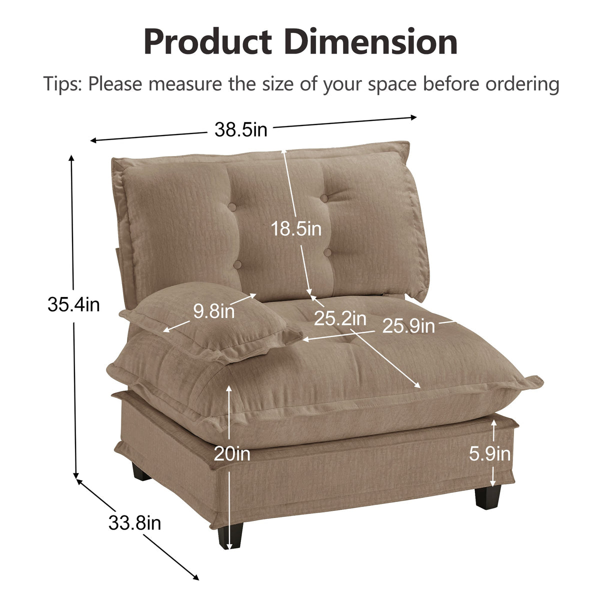 73 Inch LSF Chenille Sofa, photo 6 of 10