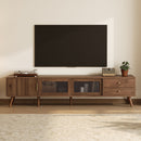 Doors TV Stand For TVs Up To 85" With Storage Cabinets - Natural by HouseOfZazla