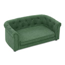 Contemporary Pet Sofa with Arc-Shaped Backrest and Armrests, Breathable Linen, Soft Cushion, Green, 38'x22'x15'