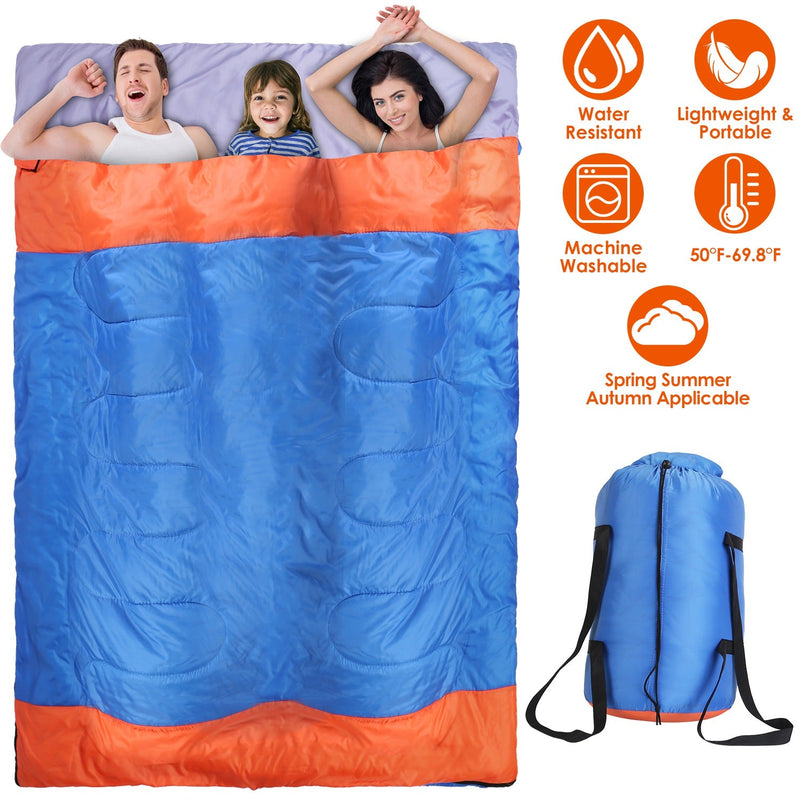 3 People Sleeping Bag for Adult Kids Lightweight Water Resistant Camping Cotton Liner Cold Warm Weather Indoor Outdoor Use 3 Season with Sack for Spri, photo 2 of 8