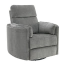 Sagen Charcoal Chenille Glider Recliner with Swivel