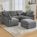 Modern Modular U-Shaped Sofa Bed With Movable Ottoman, USB Ports, Phone Holder by HouseOfZazla