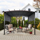 Outdoor Patio Pergola Gazebo - Steel Frame Sun Shelter With Retractable Canopy by Unique Piece Furniture