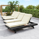 Lounge Chaise Set with Headrest, Acacia Wood