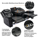 Home Theater Seating Manual Recliner Chair With Center Console And Led Light Strip For Living Room by HouseOfZazla