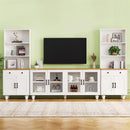 Farmhouse TV Stand With Solid Wood Gourd Shaped Legs For TVs Up To 70" by HouseOfZazla