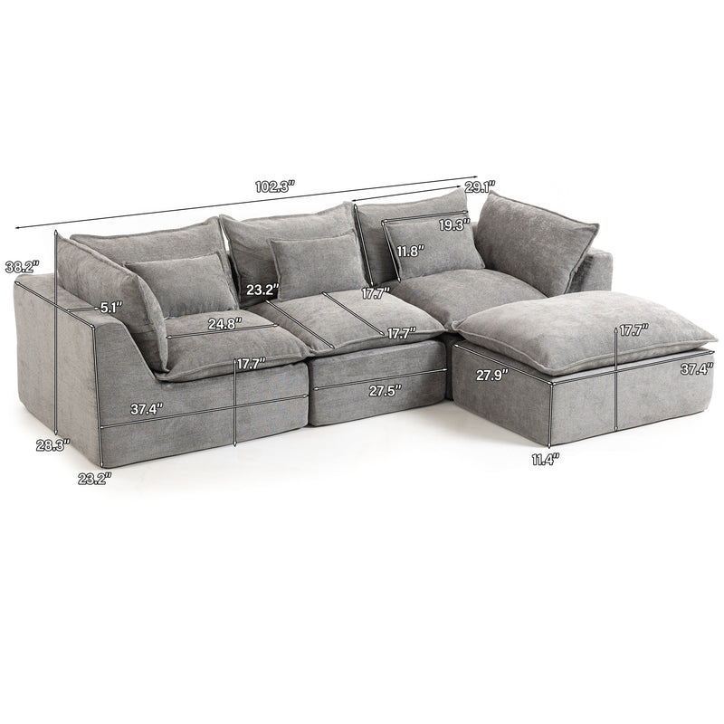 102.3" Width Cloud Couch Oversized Modular Sectional Sofa, photo 2 of 10
