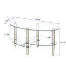 Transparent Oval Glass Coffee Table, Modern Table In Living Room Oak Wood Leg Tea Table 3-Layer Glass Table by Unique Piece Furniture