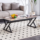 A modern minimalist style marble patterned coffee table with black metal legs. Computer desk. Game table. Tea table. CT-XX