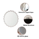 White Scalloped Round Wall Mirror