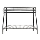 Modern Twin Over Full Metal Bunk Bed With Trundle And Dual Side Ladder And Metal Design - Black / Brown