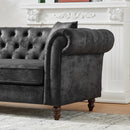 Chesterfield 3 And 3 Seater Sofa Set High Tech Fabric Roll Armrest Upholstered Couch by HouseOfZazla