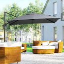 8FT Cantilever Patio Umbrella, Square Outdoor Offset Umbrella with 360 Rotation, Aluminum Hanging Umbrella with 3-Position Tilt, Crank & Cross Base for Garden, Dark Gray