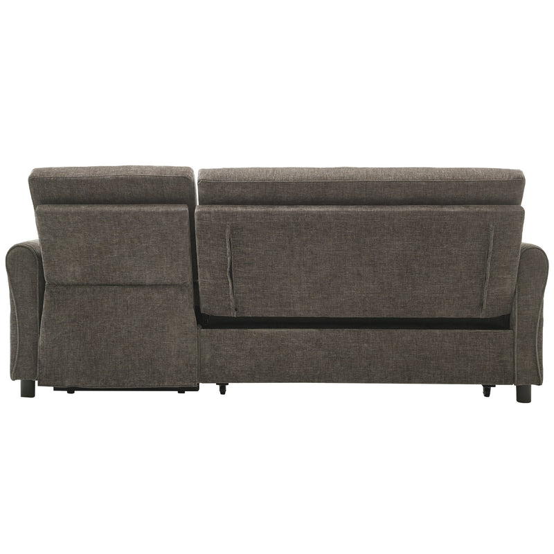 2-in-1 Sofa 82' Three-Seater with Sofa Bed and Reversible Recliner, Dark Grey Chenille