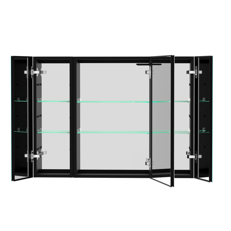 40x30 Inch LED Bathroom Medicine Cabinet Surface Mount Double Door Lighted Medicine Cabinet, Medicine Cabinets for Bathroom with Mirror Defogging, Dimmer Black