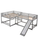 L-Shaped Bunk Bed With Slide And Short Ladder by HouseOfZazla
