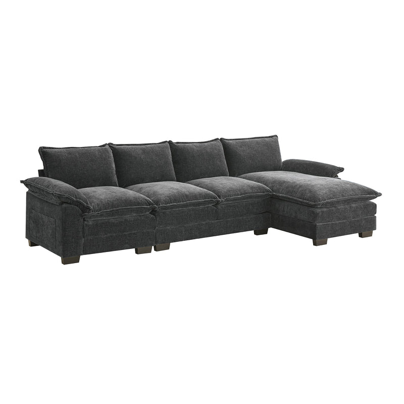 Walker Edison | Chenille Pillow Top Cloud L-shape Sectional Sofa with Chaise Lounge