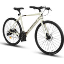 A28320-CREAM 700C Road Bike 21 Speed, Suspension Fork, Disc Brakes, Men's Women's Road Bike