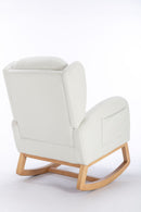 Teddy Fabric Rocking Chair With Packet Wood Legs - Ivory by HouseOfZazla