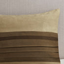 7 PC Pieced Faux Suede Comforter Set Natural Queen