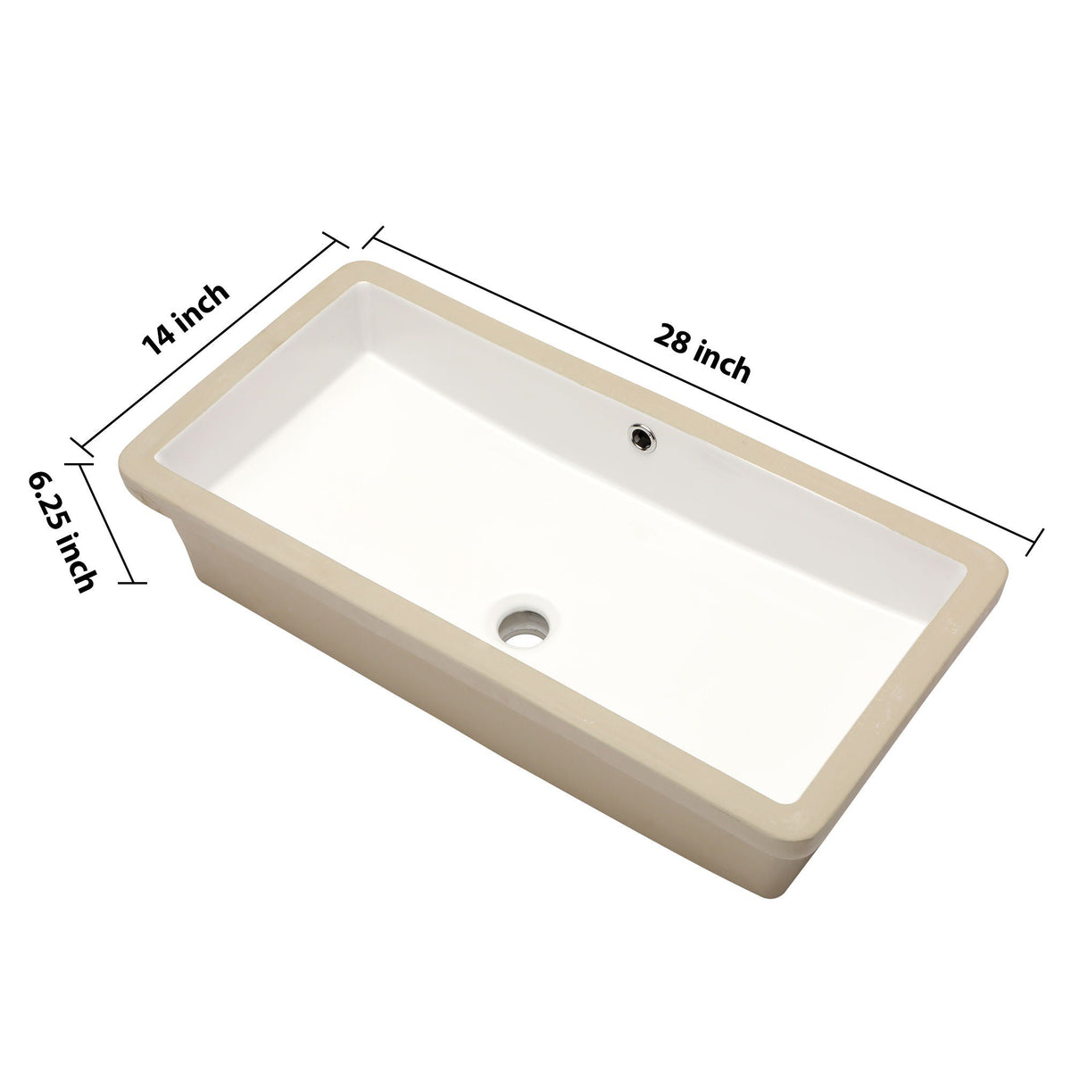 Modern Rectangular Undermount Bathroom Sink With Overflow Ceramic, photo 18 of 20