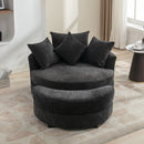 360° Swivel Accent Barrel Chair With Storage Ottoman & 4 Pillows, Modern Leisure Chair Round Accent For Living Room by HouseOfZazla