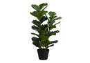 32" Tall, Artificial Plant, Fiddle Tree, Indoor, Faux, Fake, Floor, Greenery, Potted, Real Touch, Decorative - Green / Black by Unique Piece Furniture