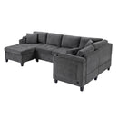 U Shaped Sectional Sofa, Corner Living Room Couch With Built In Cup Holders, Storage, USB Ports by HouseOfZazla