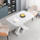 Rectangle Dining Table, Stretchable, X Shape Legs - White