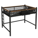 Full Size Loft Bed with Ladders and Storage Shelves