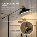 Adjustable Floor Lamps for Living Room, Standing Lamp for Bedroom with Balance Arm, Adjustable Head and Height, Tall Black and Gold Lamp (Bulb not Included)