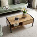 40.16" Rattan Coffee Table, Sliding Door For Storage, Metal Legs, Modern Table For Living Room by Unique Piece Furniture