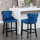 Contemporary Upholstered Wing-Back Barstools With Button Tufted Decoration And Wooden Legs, And Nailhead Trim, Leisure Style Bar Chairs, Bar Stools (Set of 2) by HouseOfZazla