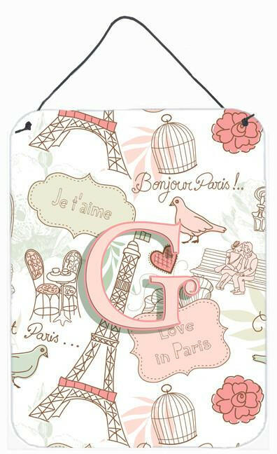 Letter G Love in Paris Pink Wall or Door Hanging Prints CJ2002-GDS1216