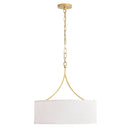 3-Light Gold Fabric Drum Pendant Light
