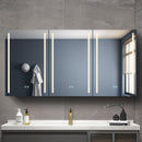 60x30 Inch LED Bathroom Medicine Cabinet Surface Mount Double Door Lighted Medicine Cabinet, Medicine Cabinets for Bathroom with Mirror Defogging, Dimmer Black