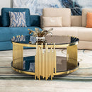 Elegant Round Table With Double Layer Tempered Glass Top And Stainless Steel Frame For Living Room by HouseOfZazla