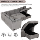 U-Shaped Sectional Sofa Pull Out Sofa Bed With Two USB Ports, Two Power Sockets, Three Back Pillows And A Storage Chaise For Living Room by Unique Piece Furniture