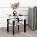 Modern Tempered Glass Tea Table, End Square Table For Living Room - Black by Unique Piece Furniture