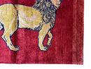 3 X 5 Handmade Hand-Knotted Rug Quality Wool Pictorial Lion Red Organic Dyes