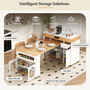 Extendable Dining Table With Folding Top, Rolling Kitchen Island With Drawers And Power Outlet by HouseOfZazla