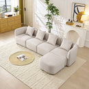 L-Shaped Modular Sectional Sofa With Ottoman, Living Room Furniture Set - Beige