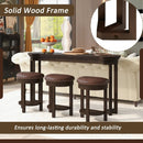 4 Piece Bar Table Set with3 PU Upholstered Bar Stools, Breakfast Table with 3 Padded Stools Solid Wood Counter Height Dining Table Set for Living Room, Dining Room. Espresso by Montret