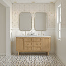 James Martin Laurent 60" Dual Mount Double Bathroom Vanity, Light Natural Oak