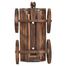 Wood Wagon Planter Pot Stand with Wheels by LJGDeals