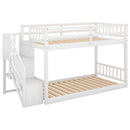 Twin Over Twin Floor Bunk Bed, Ladder With Storage by HouseOfZazla
