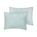 4 Piece Cotton Reversible Embroidered Quilt Set with Throw Pillow Aqua King/Cal King