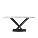 Modern Artificial Stone Pandora White Curved Metal Leg Dining Table, Can Accommodate 6-8 People - Antique White by Unique Piece Furniture
