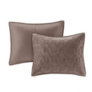 3 Piece Velvet Quilt Set Taupe Full/Queen