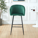 Counter Height Bar Stool, Metal Legs, Velvet Upholstered For Pub, Restaurant, Kitchen Island (Set of 2) - Black / Green by HouseOfZazla